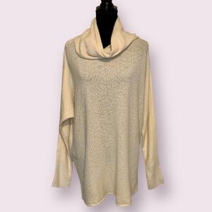 Vince Virgin Wool & Cashmere Blend Cowl Neck Tunic Sweater Cream Size Large